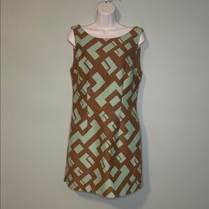 Plenty by Tracy Reese Brown/Turquoise Geometric Print Mini Dress, Size 8